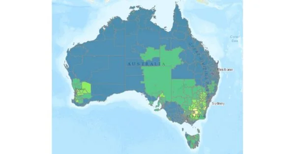 Radon gas map of Australia